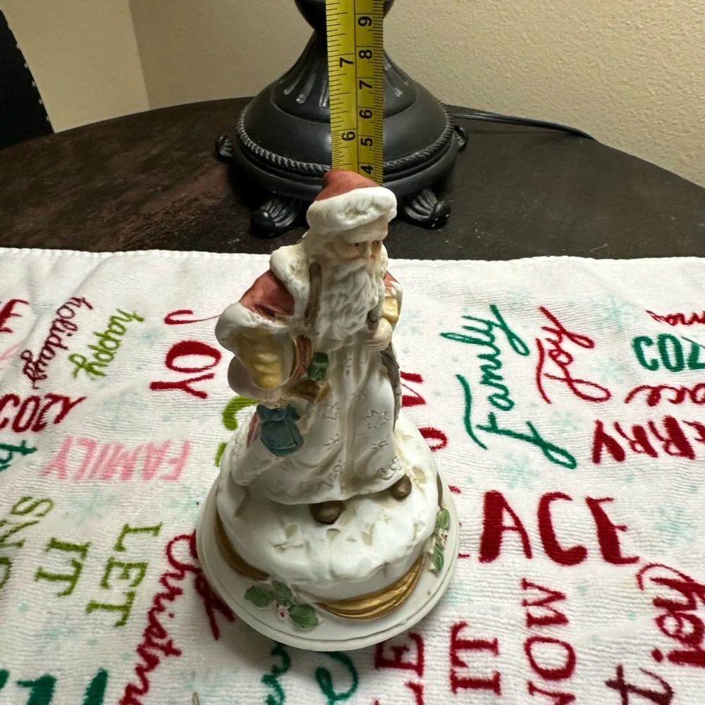 Musical Santa Claus Figurine with Gold Accents